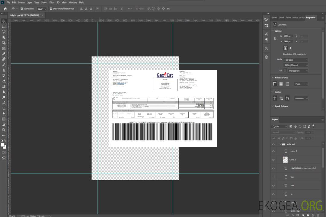 Facture d'entreprise de services publics de Gaz Est S.A., SCR template Facture d'entreprise de services publics de Gaz Est S.A., SCR template